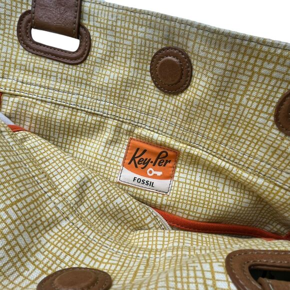 Fossil Womens Key Per Bird City ZB457 Coated Canvas Shoulder Handbag Purse - Picture 5 of 16